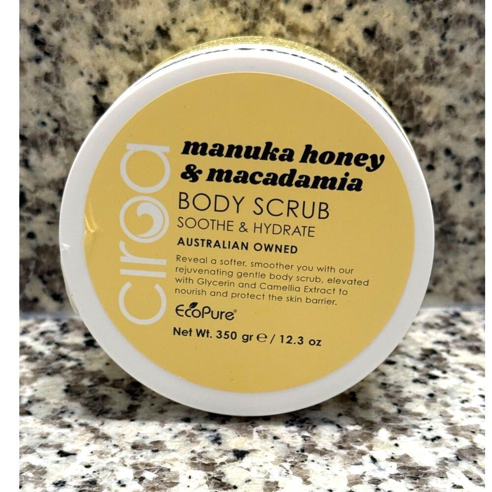 Ciroa Manuka Honey & Macadamia Body Scrub - Soothe & Hydrate, EcoPure 12.3oz NEW